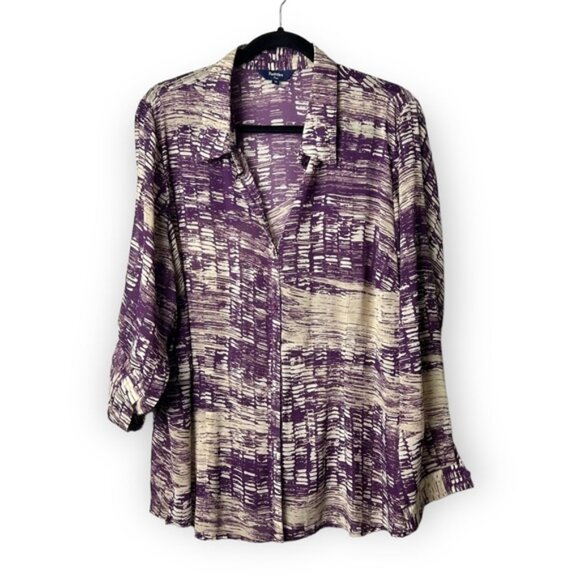 Reitmans Purple Button Down Loose Fit Blouse - Picture 1 of 8